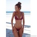 Women Halter Three-Point Bikini Solid Brazilian High Cut Two Piece Swimsuits Wine B07NMQJ7X2